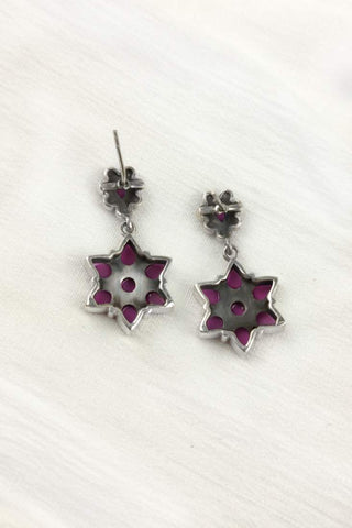 star flower earrings || silver danglers earrings - Johny Silver