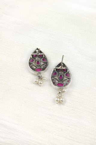 onion pink colour earrings || small pearl earrings - Johny Silver