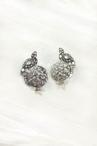antique peacock earrings | peacock crystal earrings - Johny Silver
