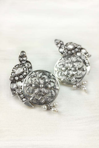 antique peacock earrings | peacock crystal earrings - Johny Silver