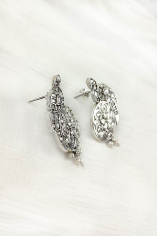 antique peacock earrings | peacock crystal earrings - Johny Silver