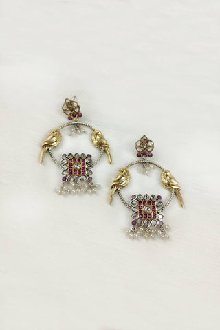 peacock chandbali earrings - Johny Silver