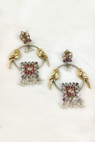 peacock chandbali earrings - Johny Silver