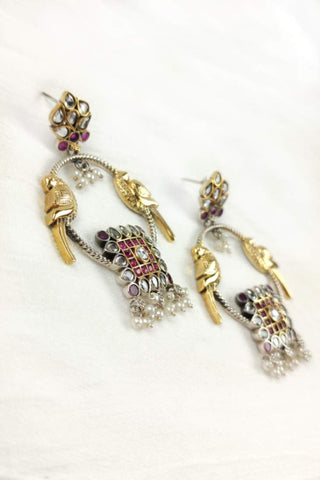 peacock chandbali earrings - Johny Silver