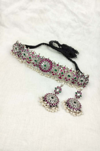 chokar necklace set | green kemp necklace - Johny Silver