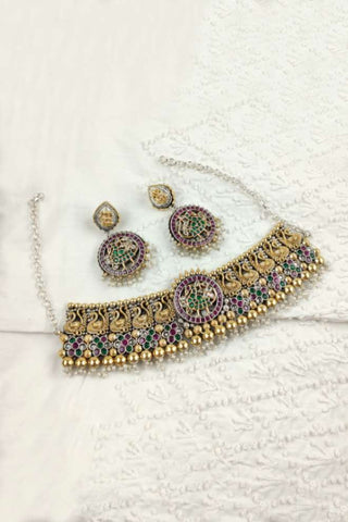 traditional antique choker necklace gold - Johny Silver