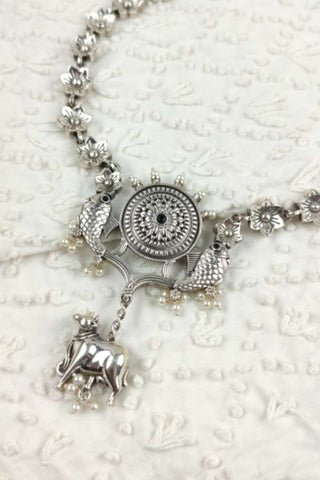 long silver statement necklace - Johny Silver