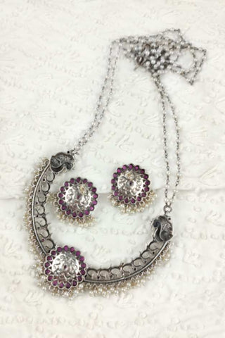 antique fancy pendant set | | half moon pendant - Johny Silver