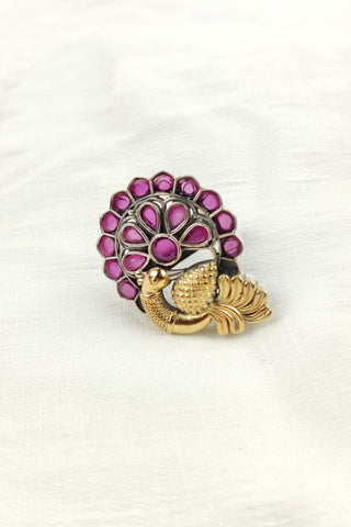 peacock feather ring || peacock ring gold - Johny Silver