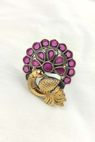 peacock feather ring || peacock ring gold - Johny Silver