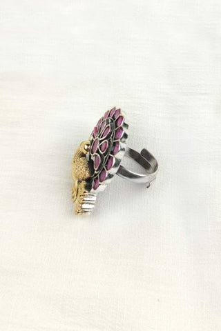 peacock feather ring || peacock ring gold - Johny Silver