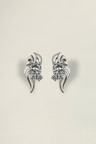 three stone earrings | cz stud earrings - Johny Silver