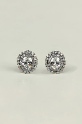 halo stud earrings | oval shape stud earrings - Johny Silver