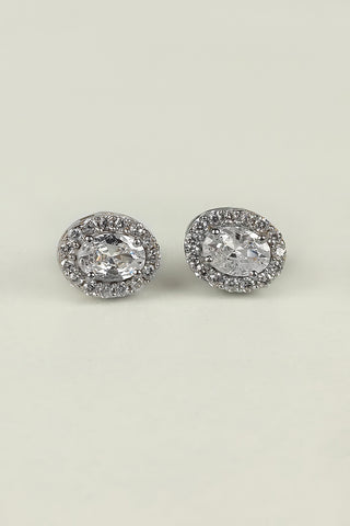 oval shape stud earrings | oval silver earrings - Johny Silver