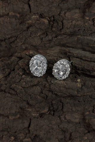 oval shape stud earrings | oval silver earrings - Johny Silver