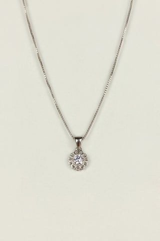 silver flower pendant | silver cz pendant - Johny Silver