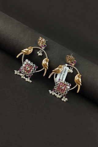 peacock chandbali earrings