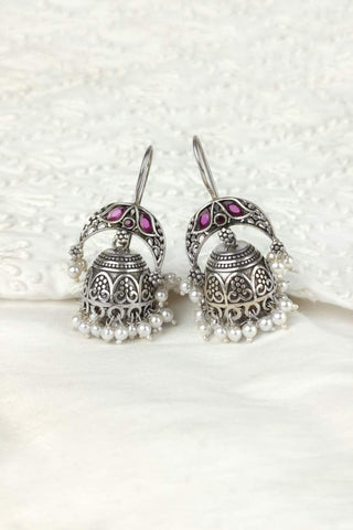 hook jhumka earrings - Johny Silver