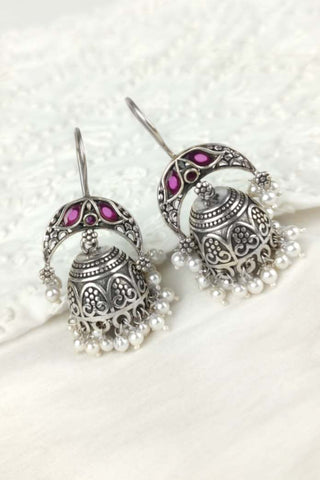 hook jhumka earrings - Johny Silver