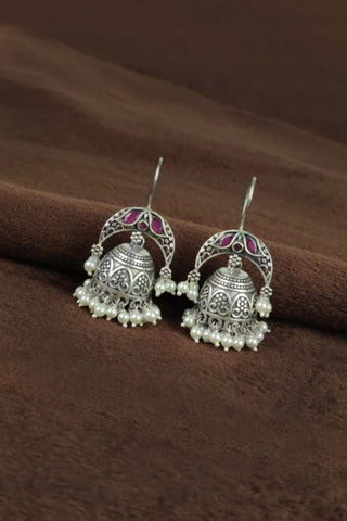 hook jhumka earrings - Johny Silver