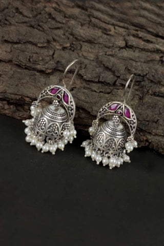 hook jhumka earrings - Johny Silver