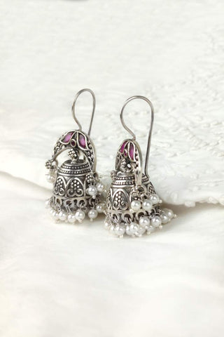 hook jhumka earrings - Johny Silver