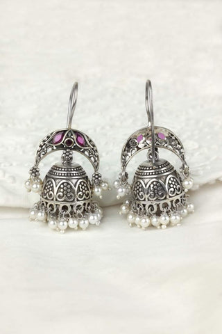 hook jhumka earrings - Johny Silver