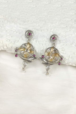 silver leaf dangle earrings