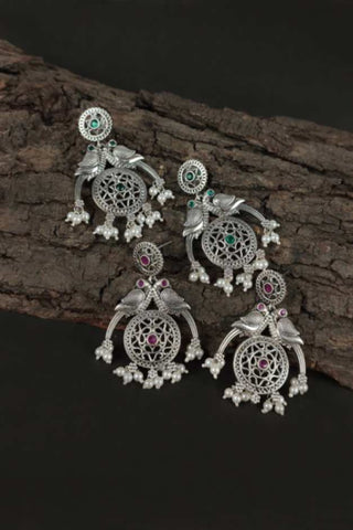 peacock color earrings