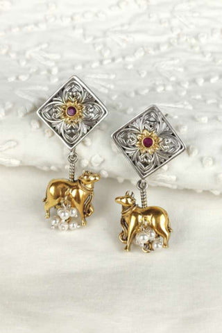 gold cow earrings