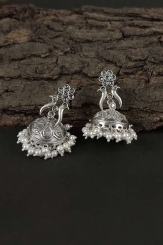 oxidised silver jhumka earrings - Johny Silver