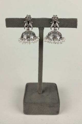 oxidised silver jhumka earrings - Johny Silver