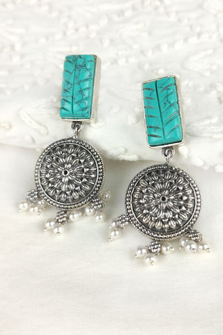 silver earrings with turquoise stones - Johny Silver