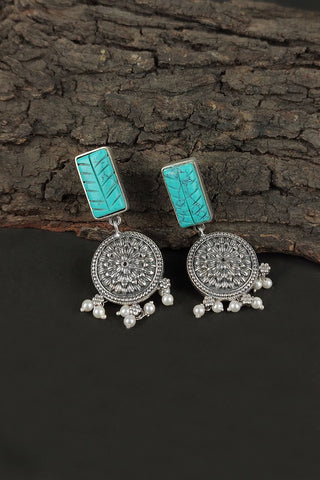 silver earrings with turquoise stones - Johny Silver