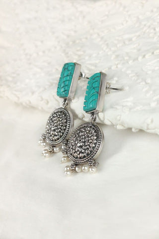 silver earrings with turquoise stones - Johny Silver