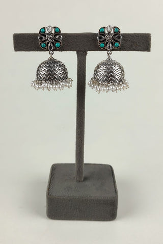 oxidised small jhumkas | silver kashmiri jhumka