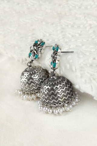 oxidised small jhumkas | silver kashmiri jhumka