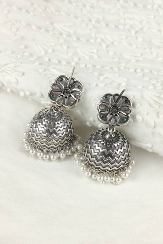 oxidised small jhumkas | silver kashmiri jhumka