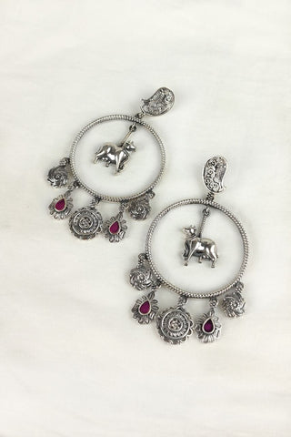 oxidised silver chandbali || big chandbali earrings
