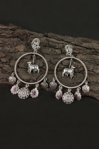 oxidised silver chandbali || big chandbali earrings