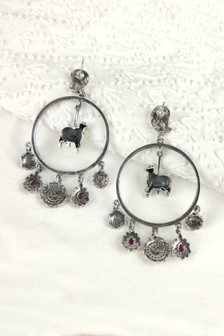 oxidised silver chandbali || big chandbali earrings