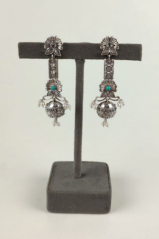 handmade long earrings || turquoise long earrings - Johny Silver