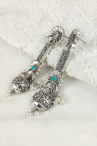 handmade long earrings || turquoise long earrings - Johny Silver