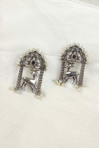 silver deer earrings