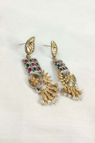 gold leaf style earrings - Johny Silver