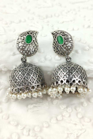 bollywood silver jhumka earrings
