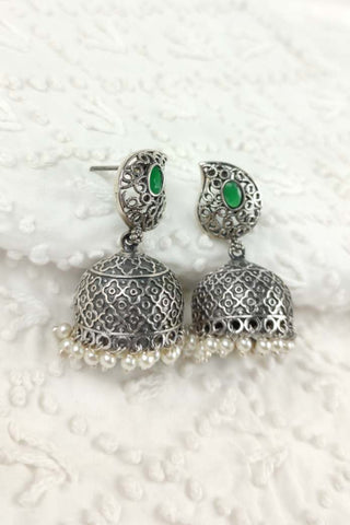 antique silver jhumka earrings