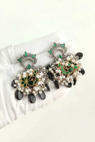 green stones earrings