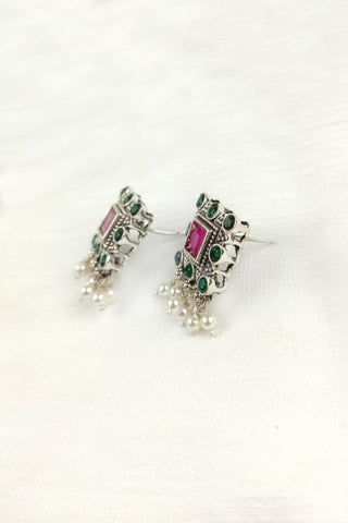 multicolor stone earrings || earrings for square face - Johny Silver