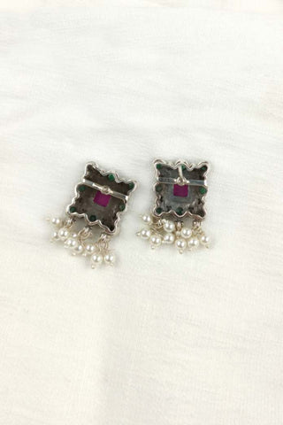 multicolor stone earrings || earrings for square face - Johny Silver